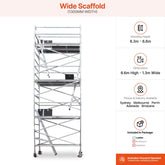 6.3m - 6.6m Wide Aluminium Mobile Scaffold Base Tower